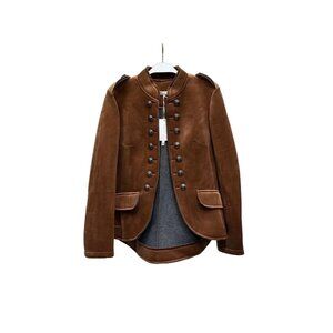 Chocolate Brown Velvet Sgt Pepper Military Jacket 7172-VELVET-1